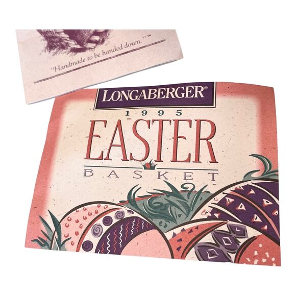 Longaberger 1995 Handled Easter Basket, Liner & Protector 10.5" Oval Made In USA - Picture 2 of 7